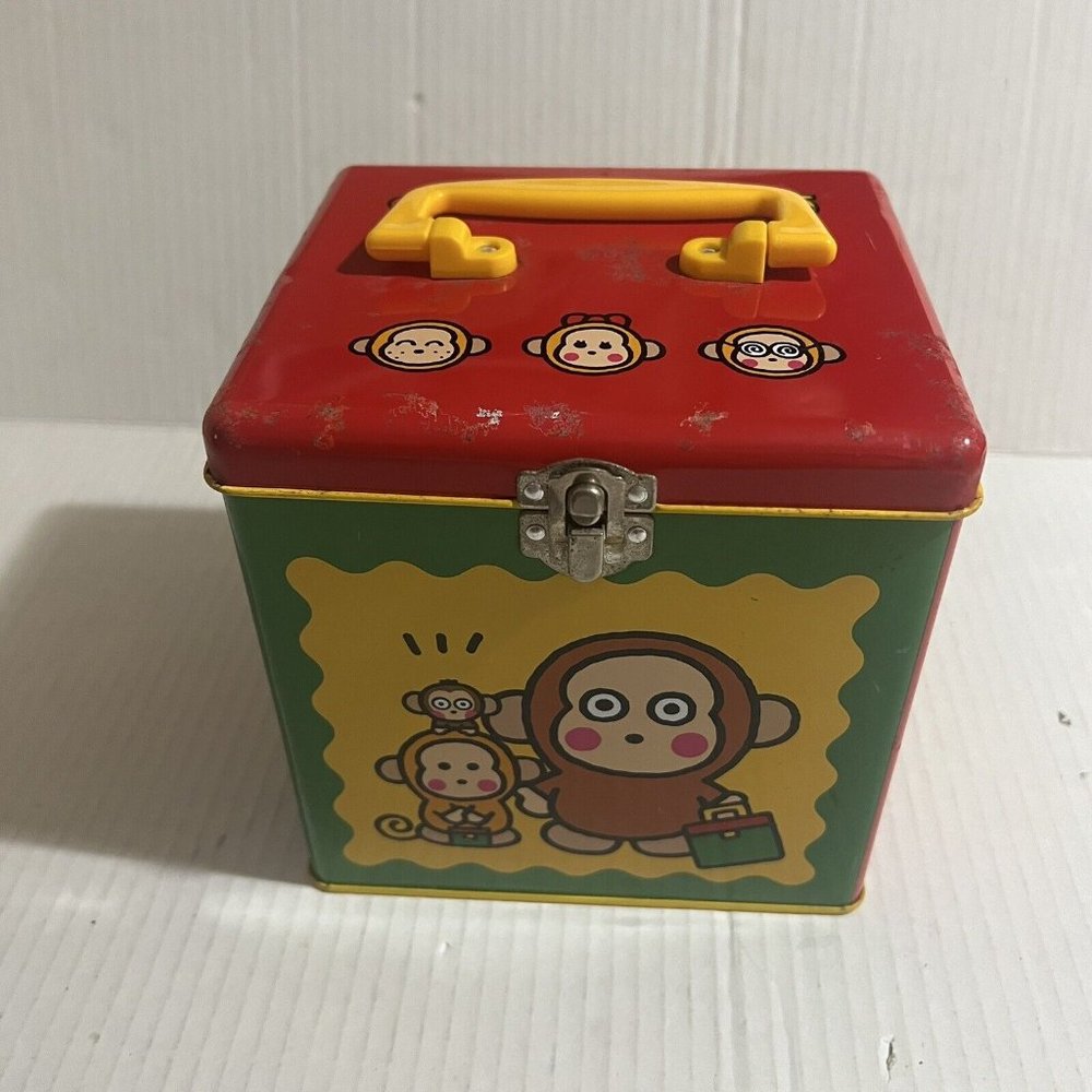 Sanrio Yellow Metal Toy Box with Monkey Design